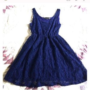 Blue lace skater dress